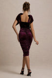 Tarna Port Velvet Midi Dress With Bow Straps