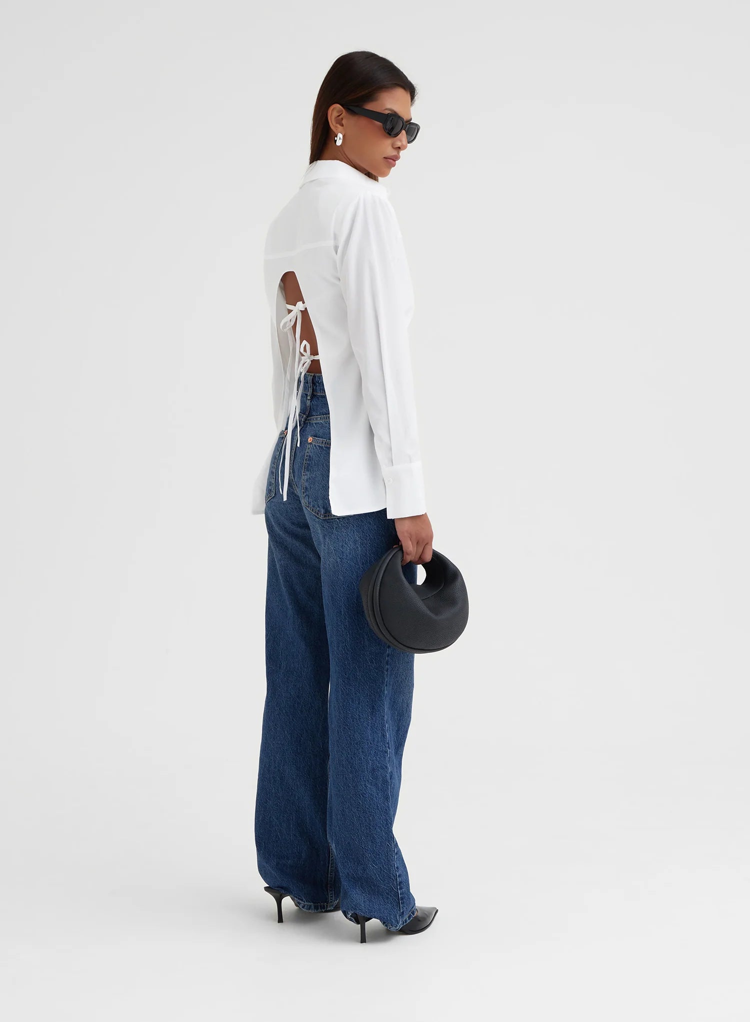 White Open Tie Back Shirt