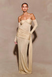 Ingrid Metallic Knit Maxi Dress Bronze