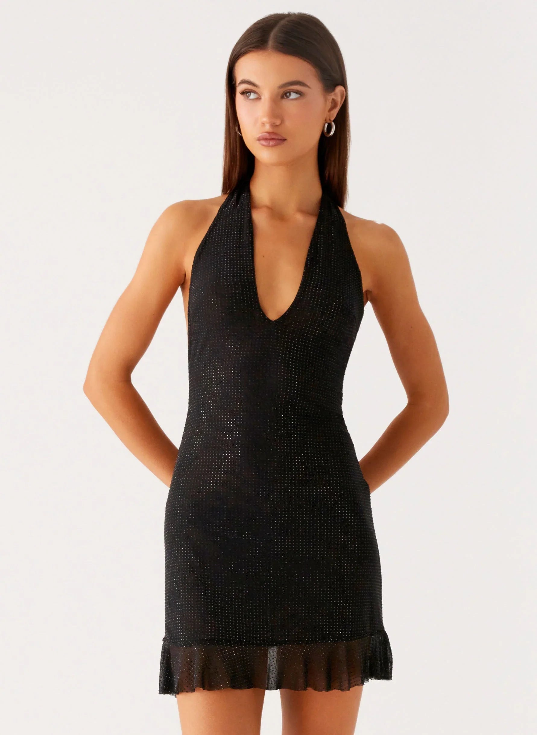 Odrella Sequin Mini Dress Black