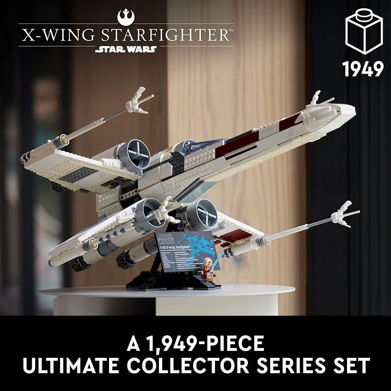 LEGO Star Wars Ultimate Collector Series X Wing Starfighter Building Set for Adults Star Wars Collectible for Build and Display with Luke Skywalker Minifigure Fun Gift Idea for Fans 75355