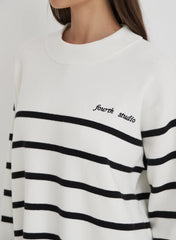 Cream And Navy Stripe Jumper
