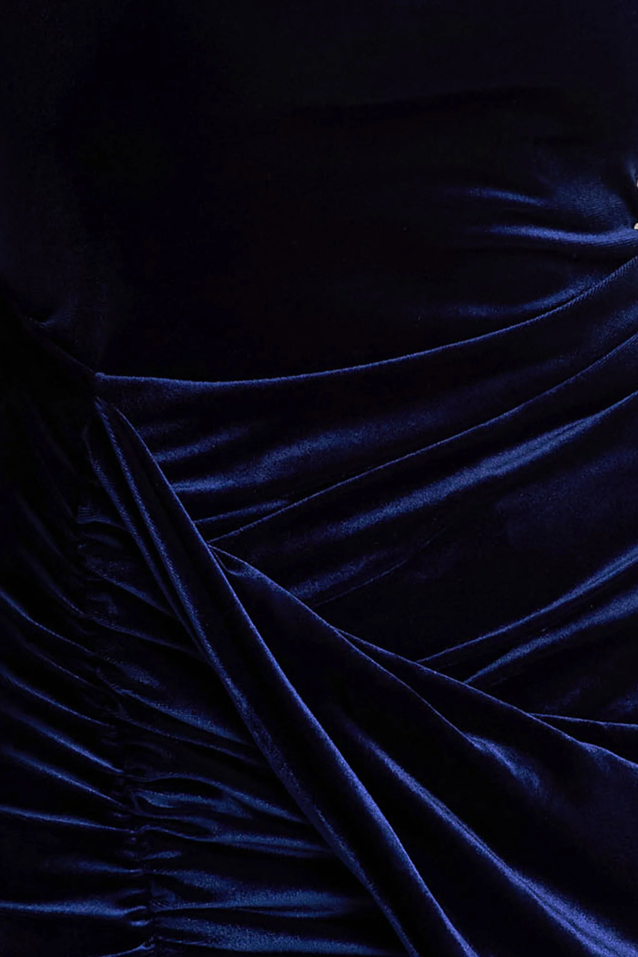 Wishes Navy Velvet High Neck Maxi Dress With Wrap Skirt