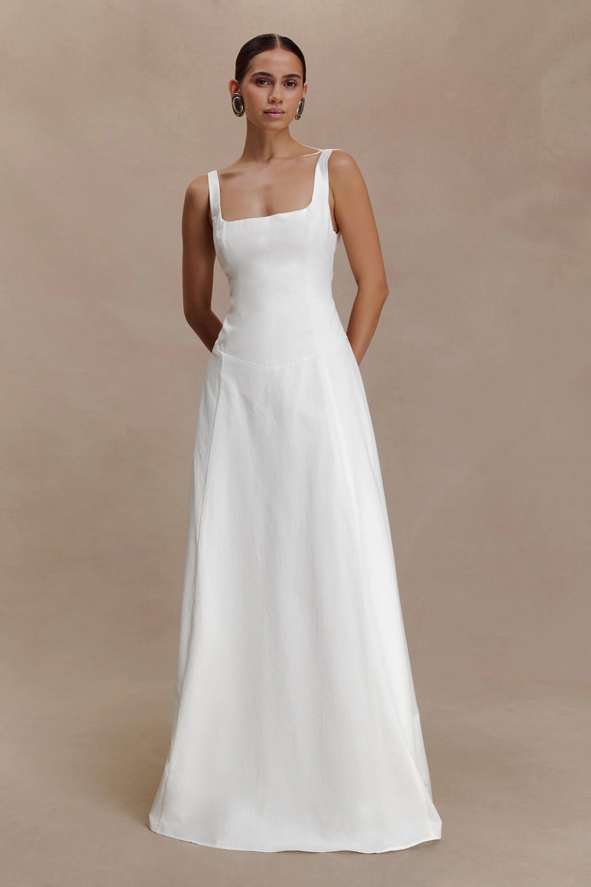 Salma Drop Waist Cotton Maxi Dress White