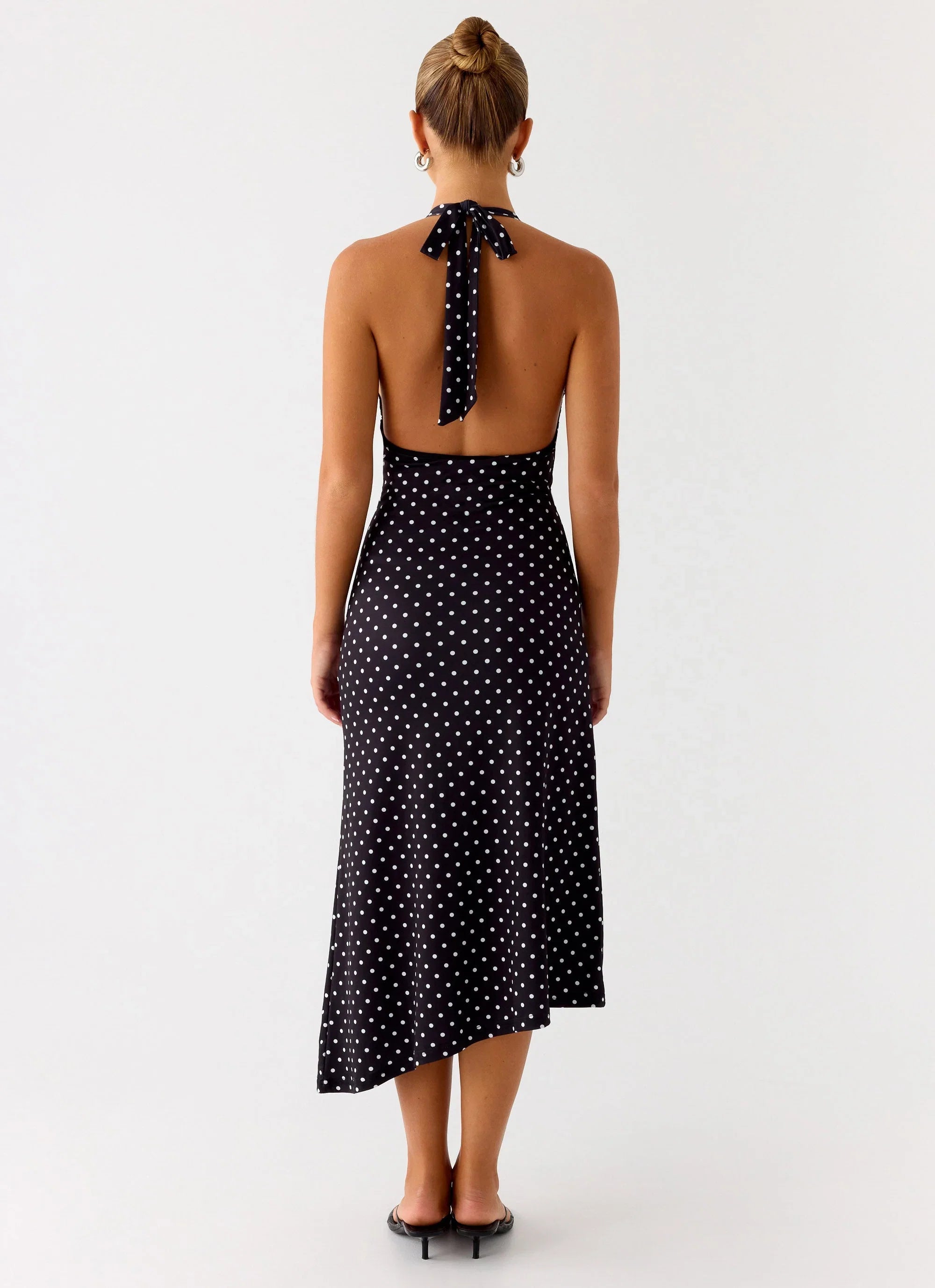 Illuminate Halter Midi Dress Black Polkadot