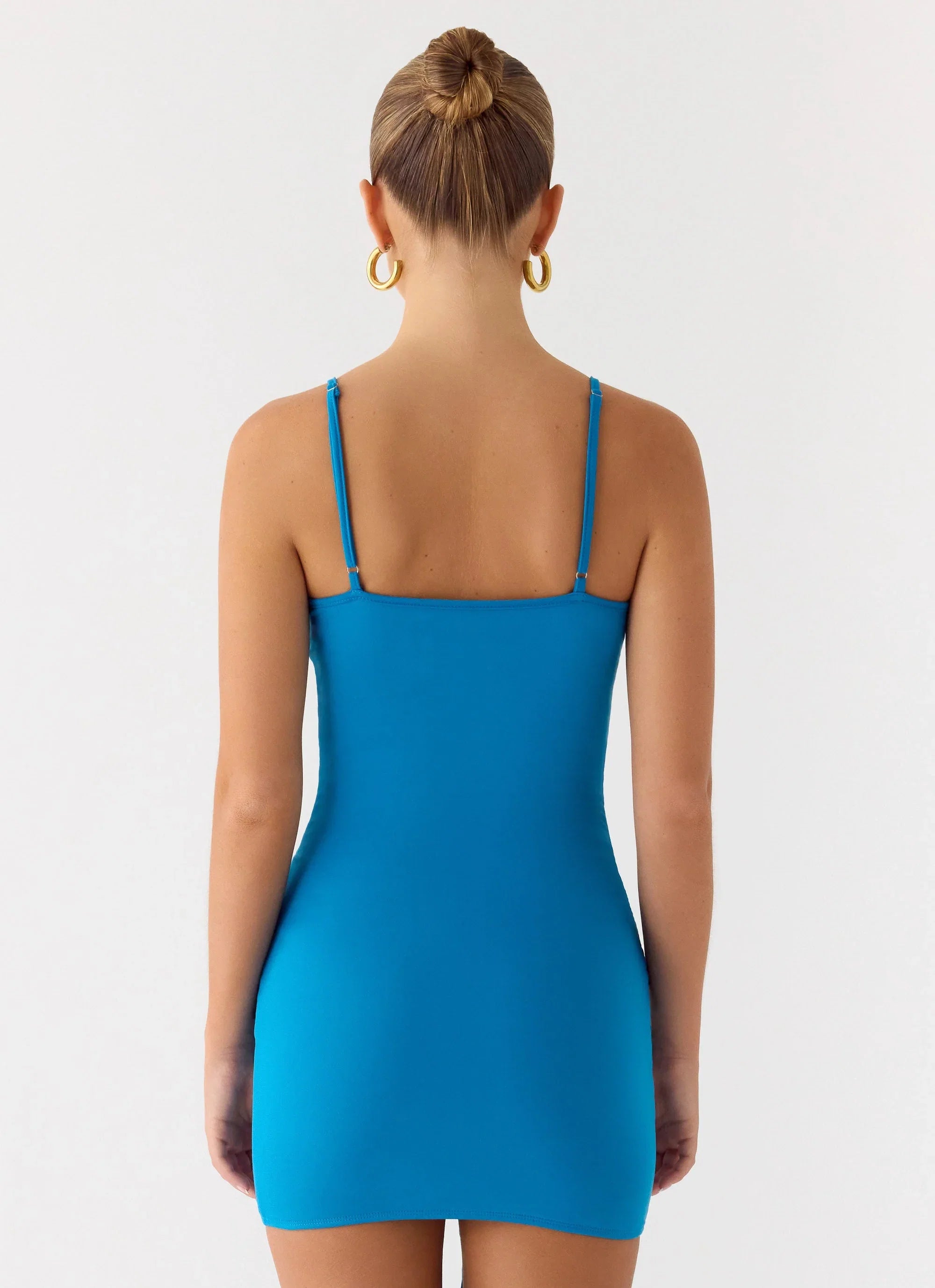 Paeonia Shell Mini Dress Aqua Blue