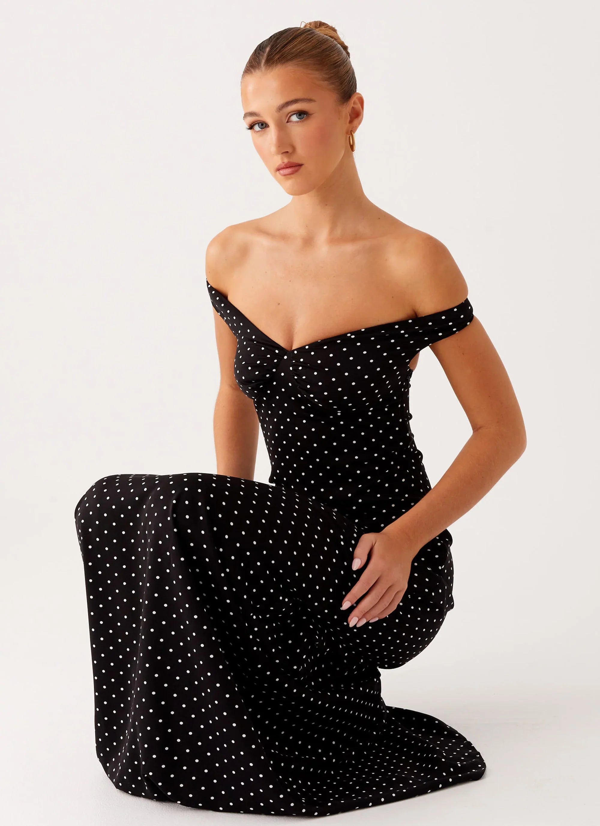 Melany Maxi Dress Black Polka Dot