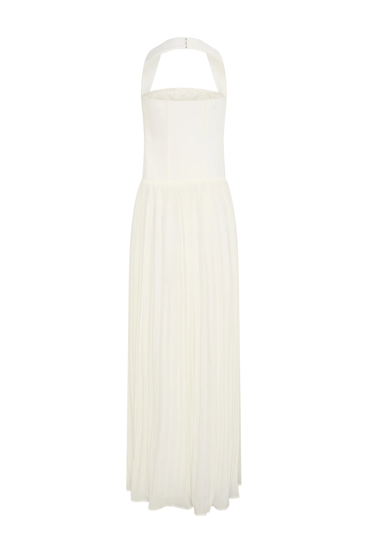 Stacie Pleated Halter Maxi Dress Ivory