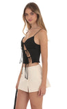 Cutout Ties Satin Top in Black