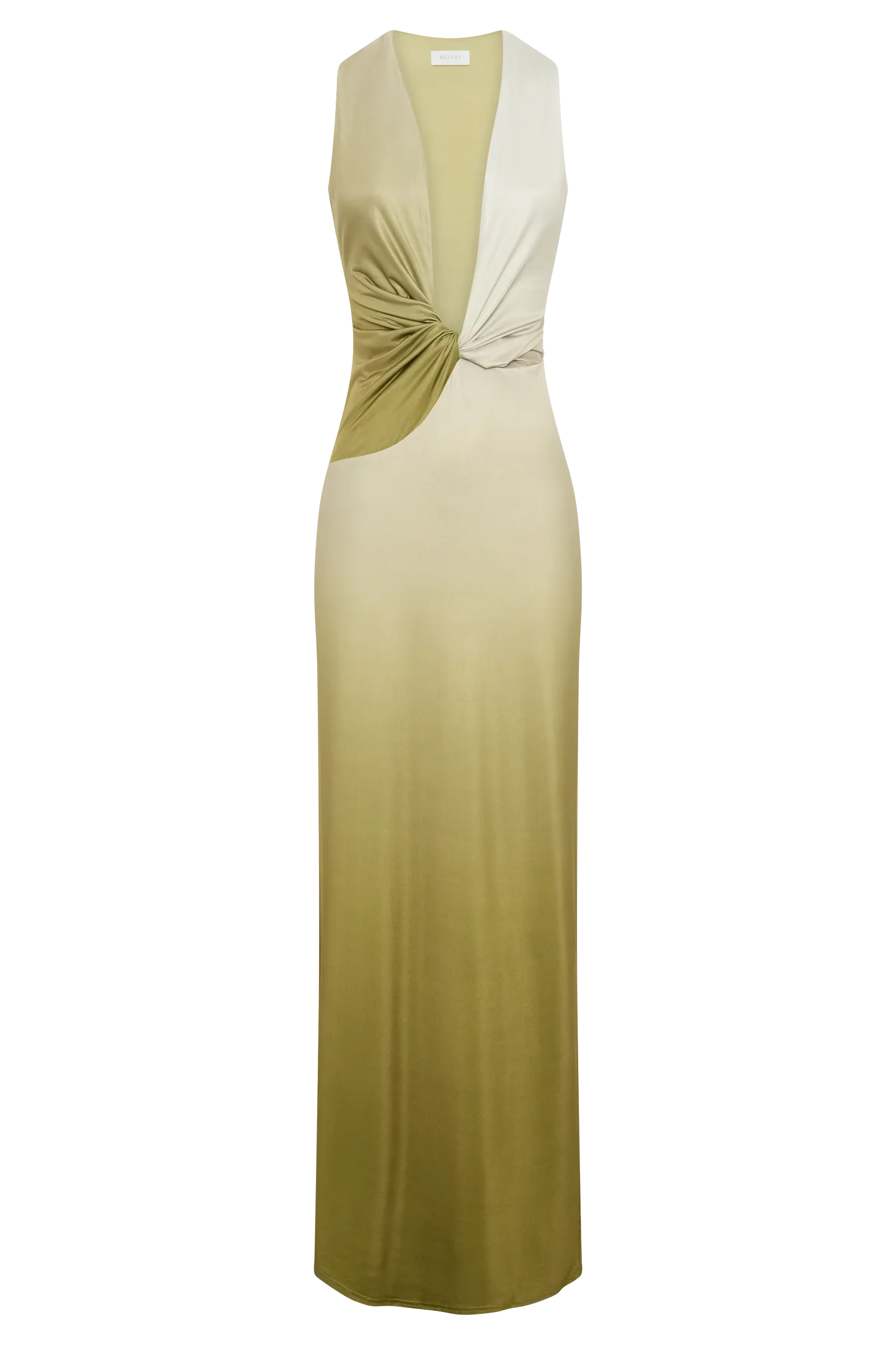 Stella Draped Slinky Maxi Dress Ombre Vintage Olive