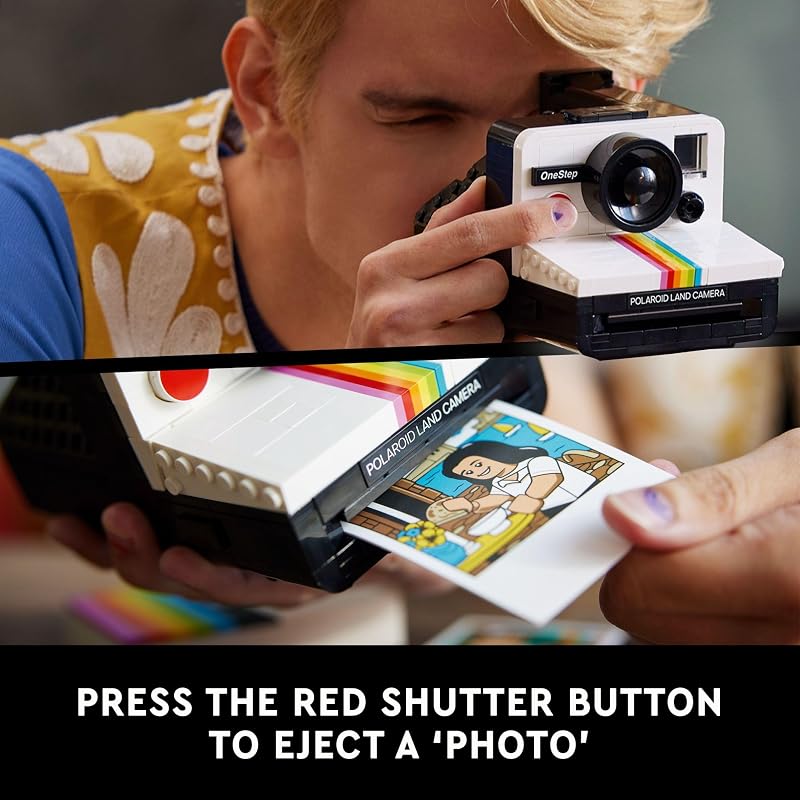 LEGO Ideas Polaroid OneStep SX 70 Building Set for Adults Vintage Polaroid Model DIY Craft Kit Ages 18 Gift for Birthdays 21345