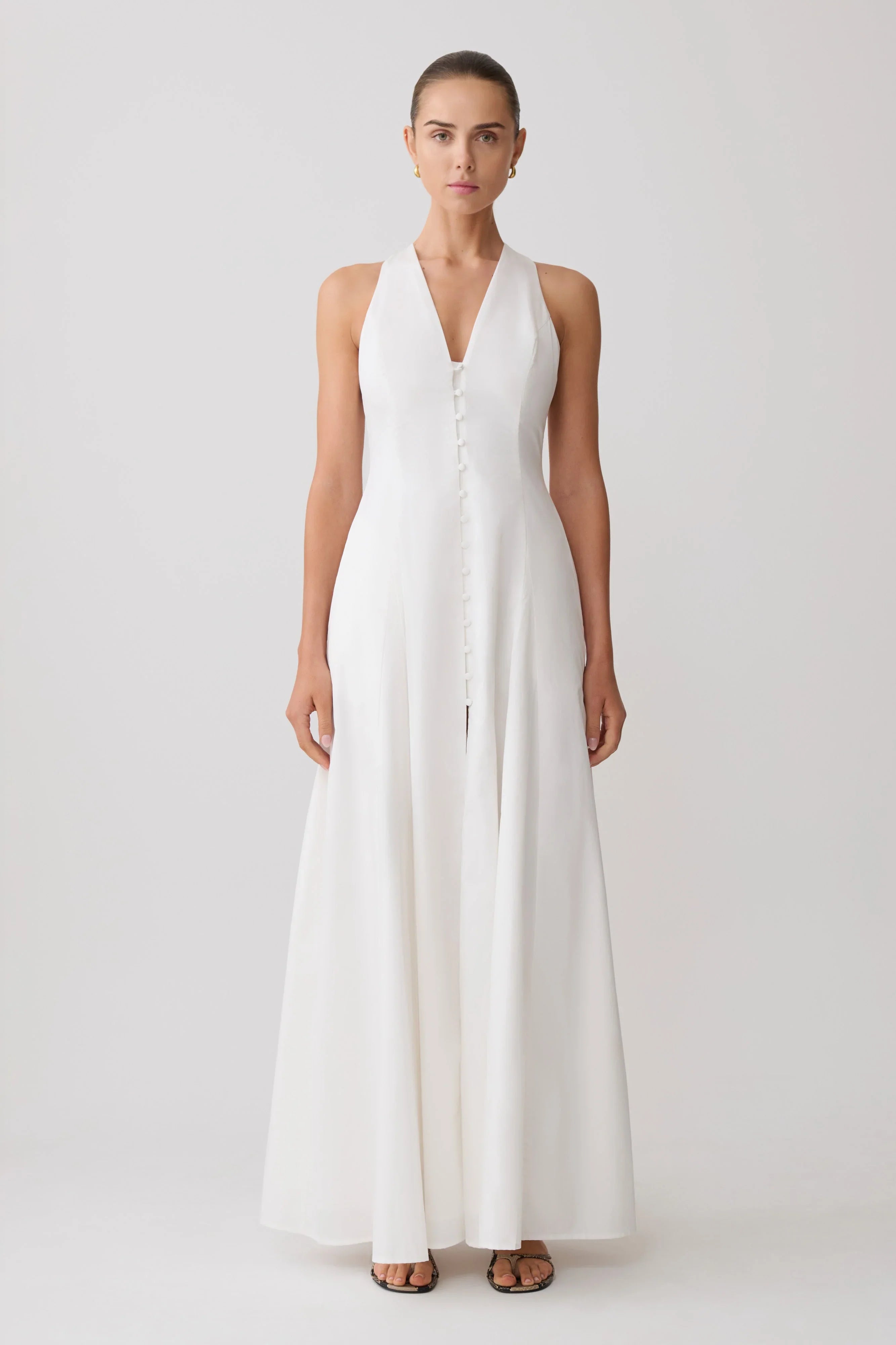 Sienna Button Down Maxi Dress White