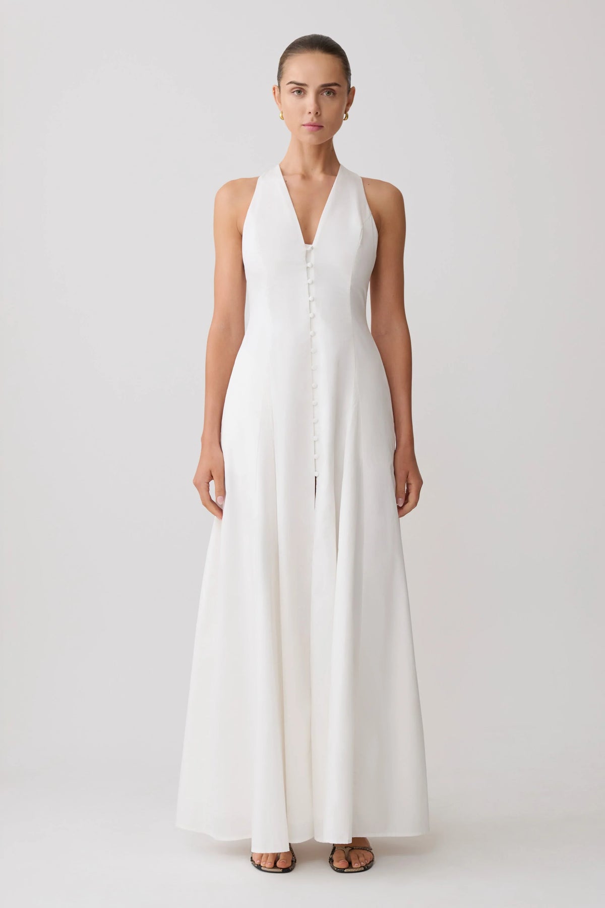 Sienna Button Down Maxi Dress White