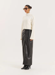 Cream Chunky Knit Turtle Neck Crop Jumper