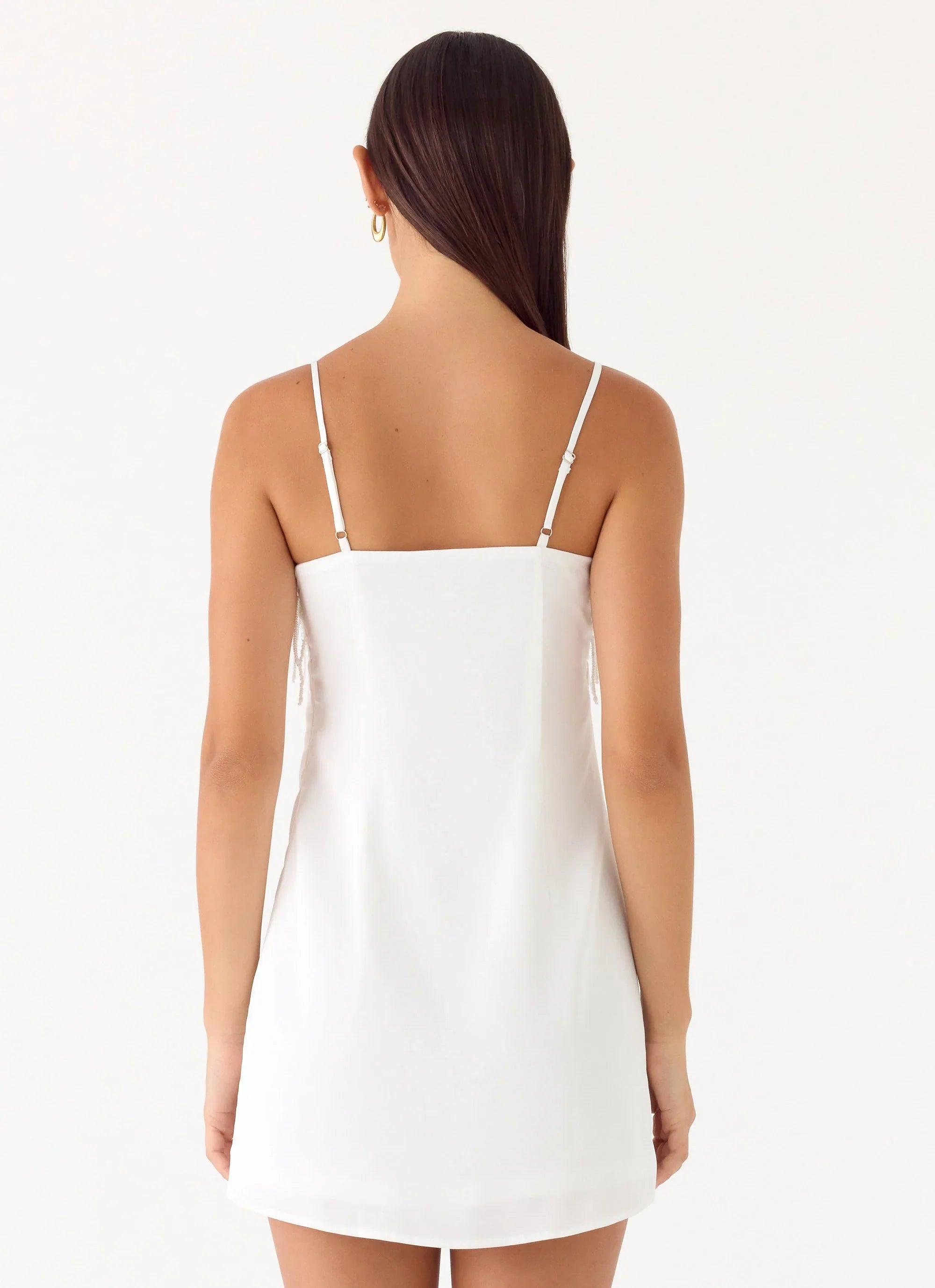 Siren Beaded Sequin Mini Dress White