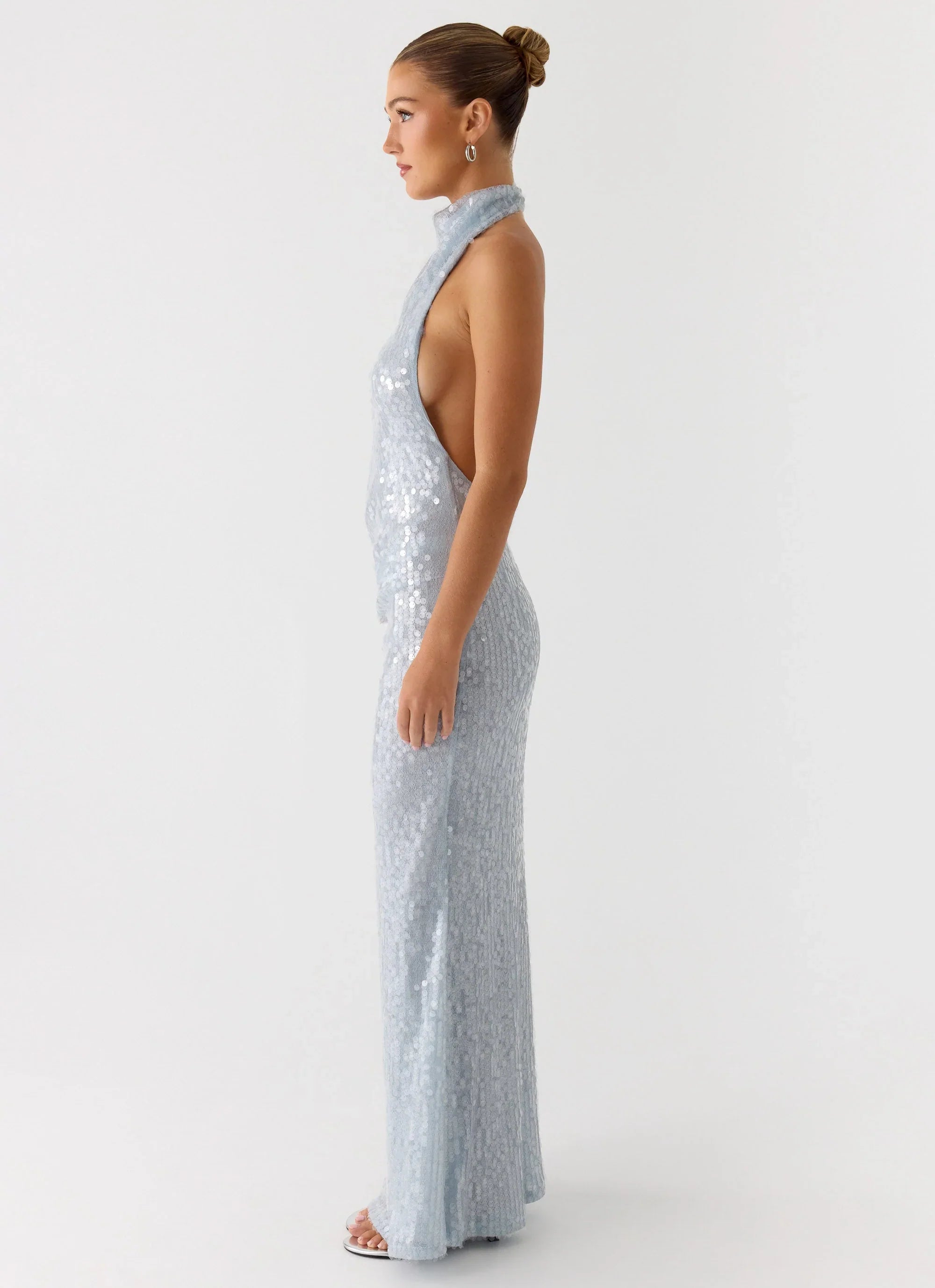Kaida Sequin Maxi Dress Misty Blue