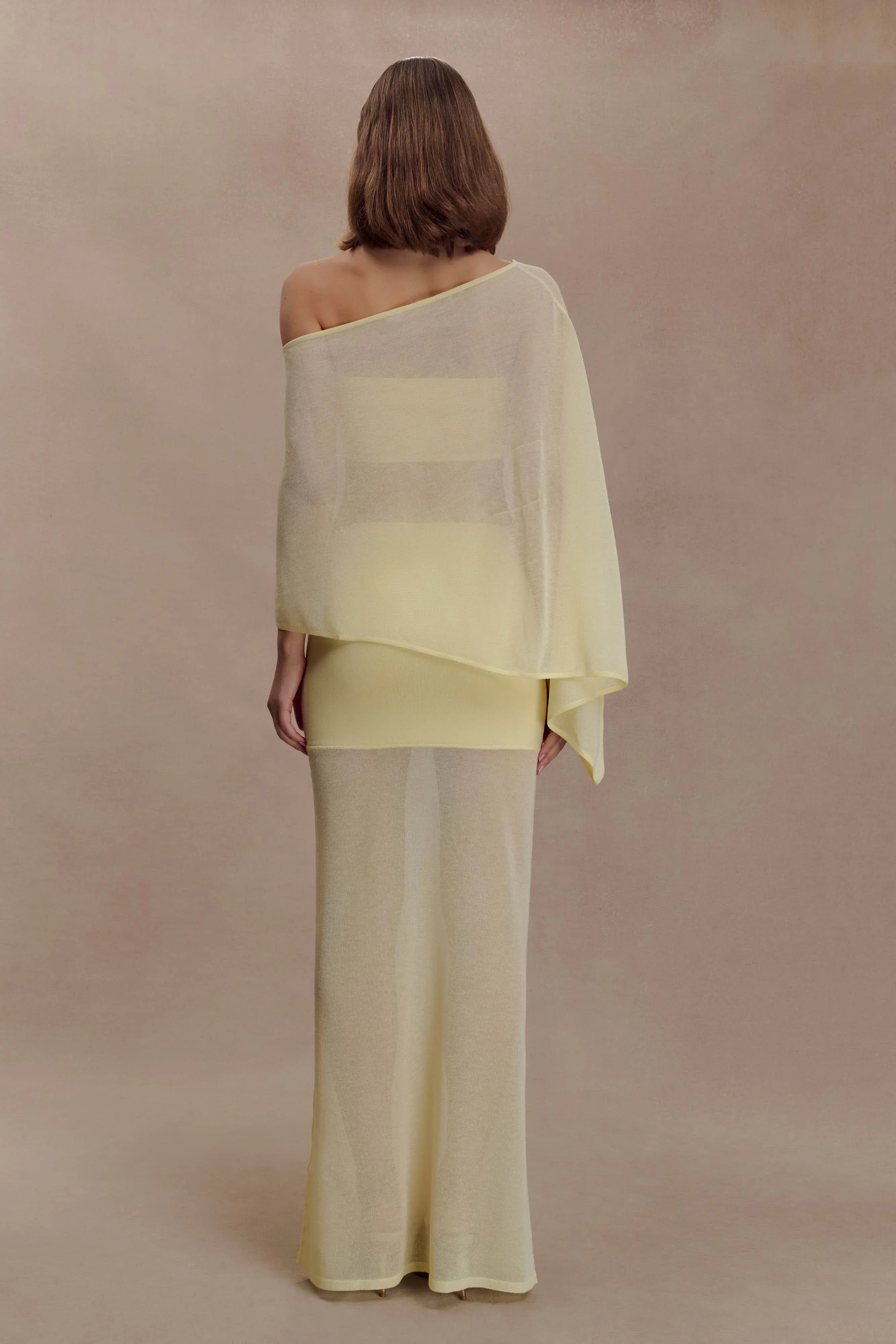 Lyra Sheer Knit Cape Lemon