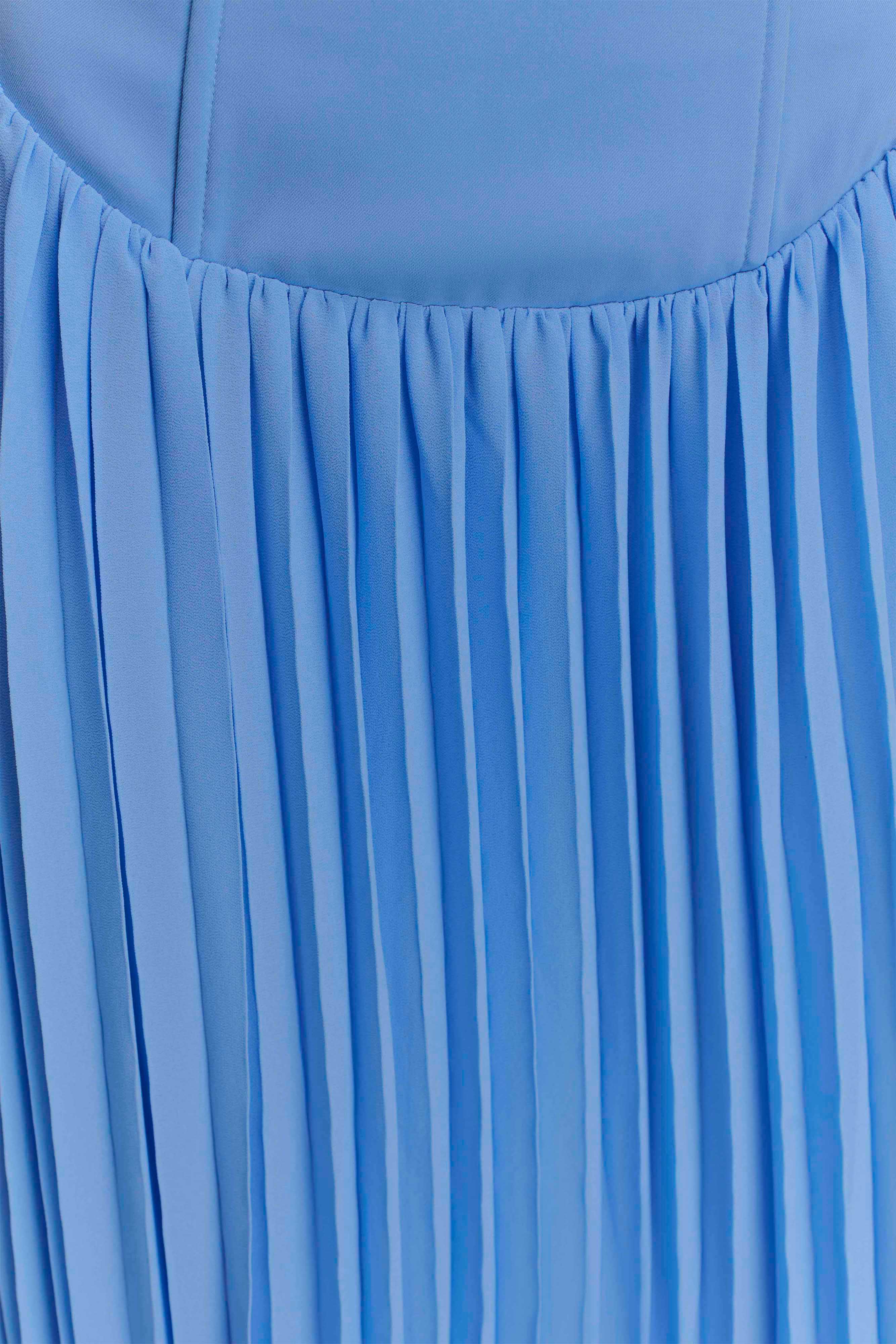 Stacie Pleated Halter Maxi Dress Bright Blue
