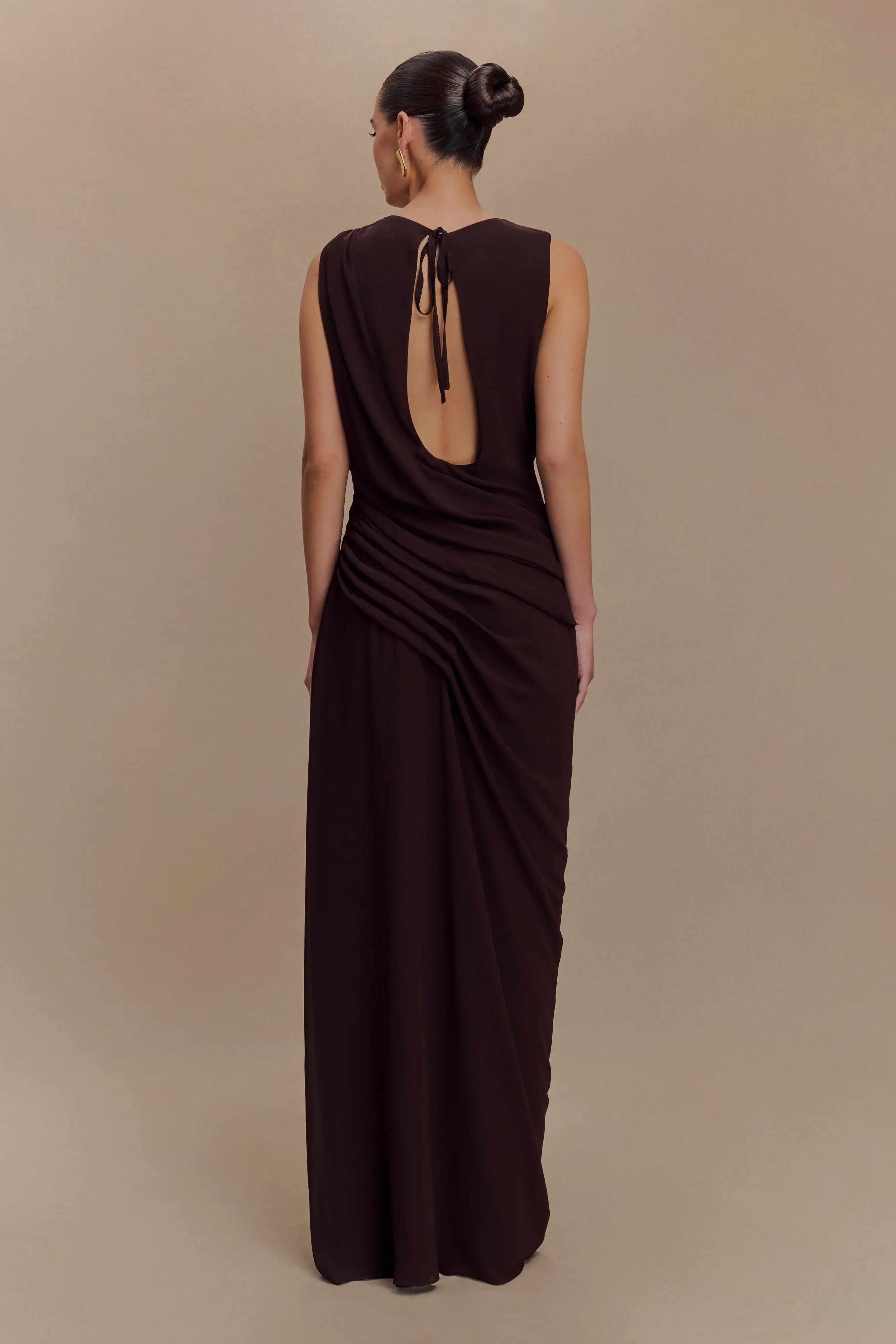 Oria Chiffon Maxi Dress Cacao Brown