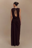 Oria Chiffon Maxi Dress Cacao Brown