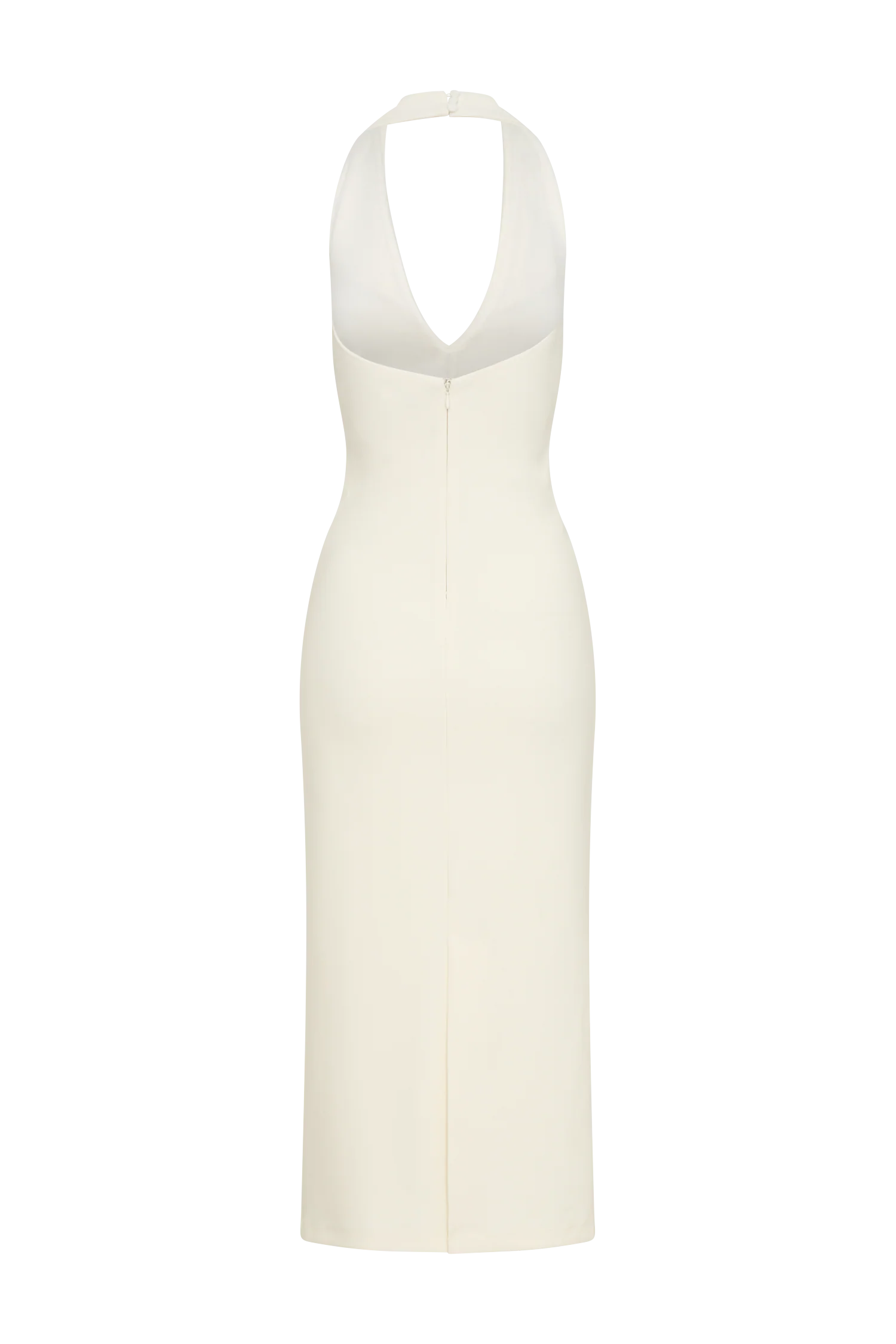 Annita Crepe Halter Midi Dress Ivory