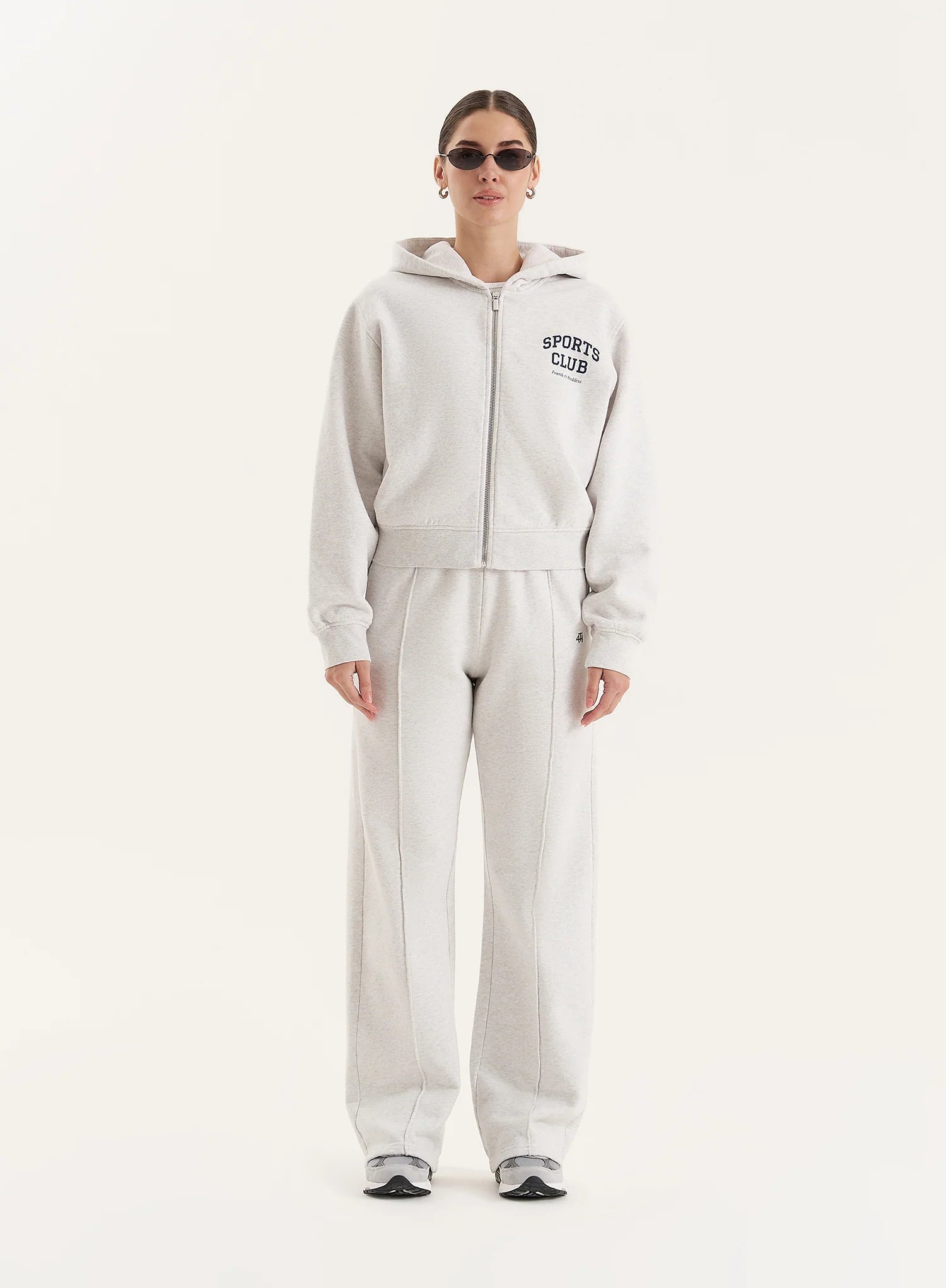 Grey Sports Club Slogan Zip Hoodie