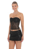 Fringe Sequin Skirt in Black