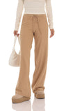 Soft Ribbed Straight Pants in Camel