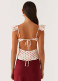 Regan Ruffle Top Red Polka Dot
