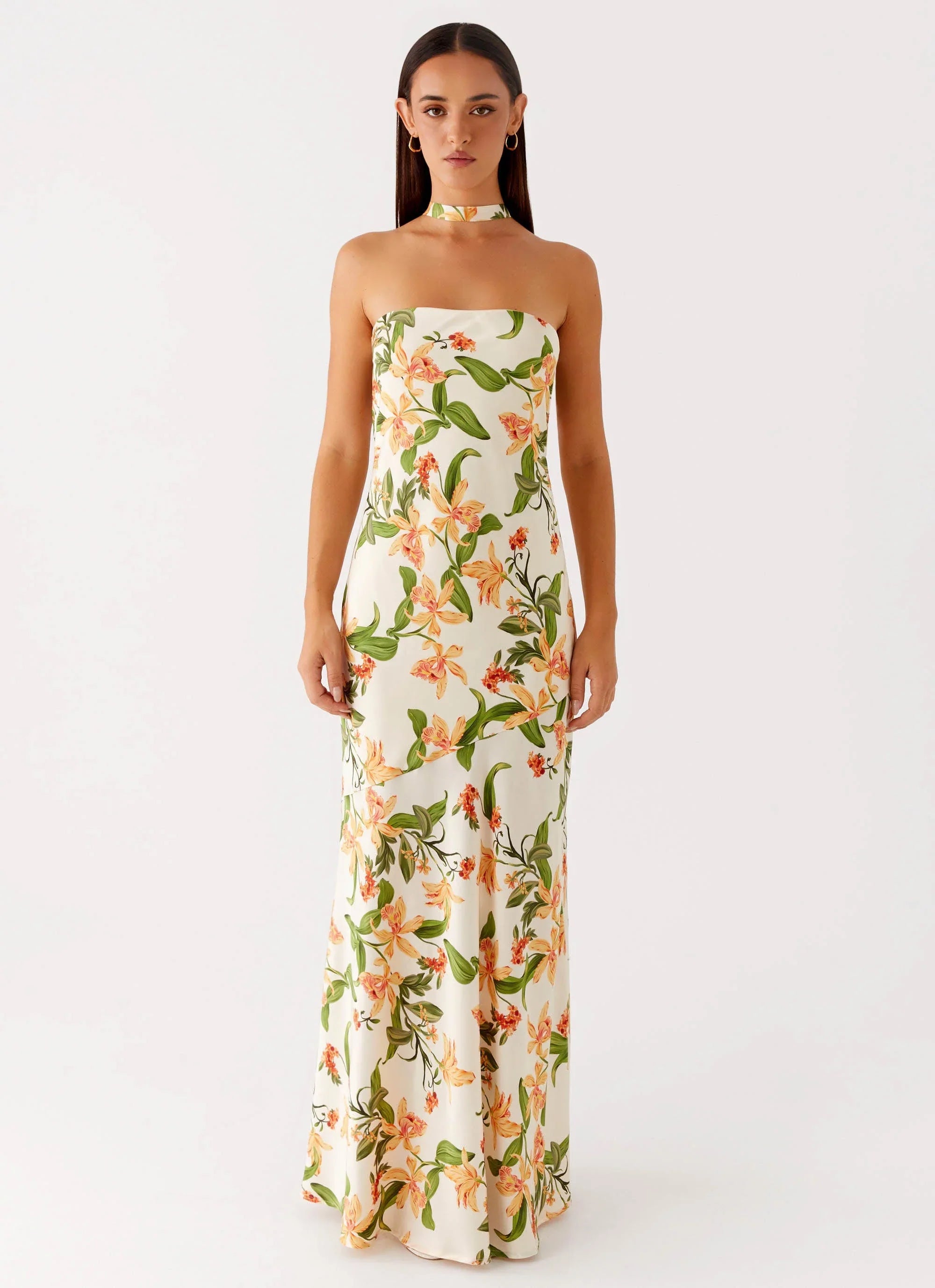 Damali Satin Maxi Dress Floral Print