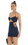 Strappy Cutout Bodycon Dress in Navy