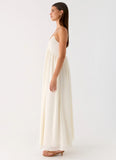 Whisperlight Chiffon Scooped Neck Maxi Dress White