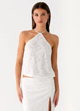 Griff Backless Jacquard Top White