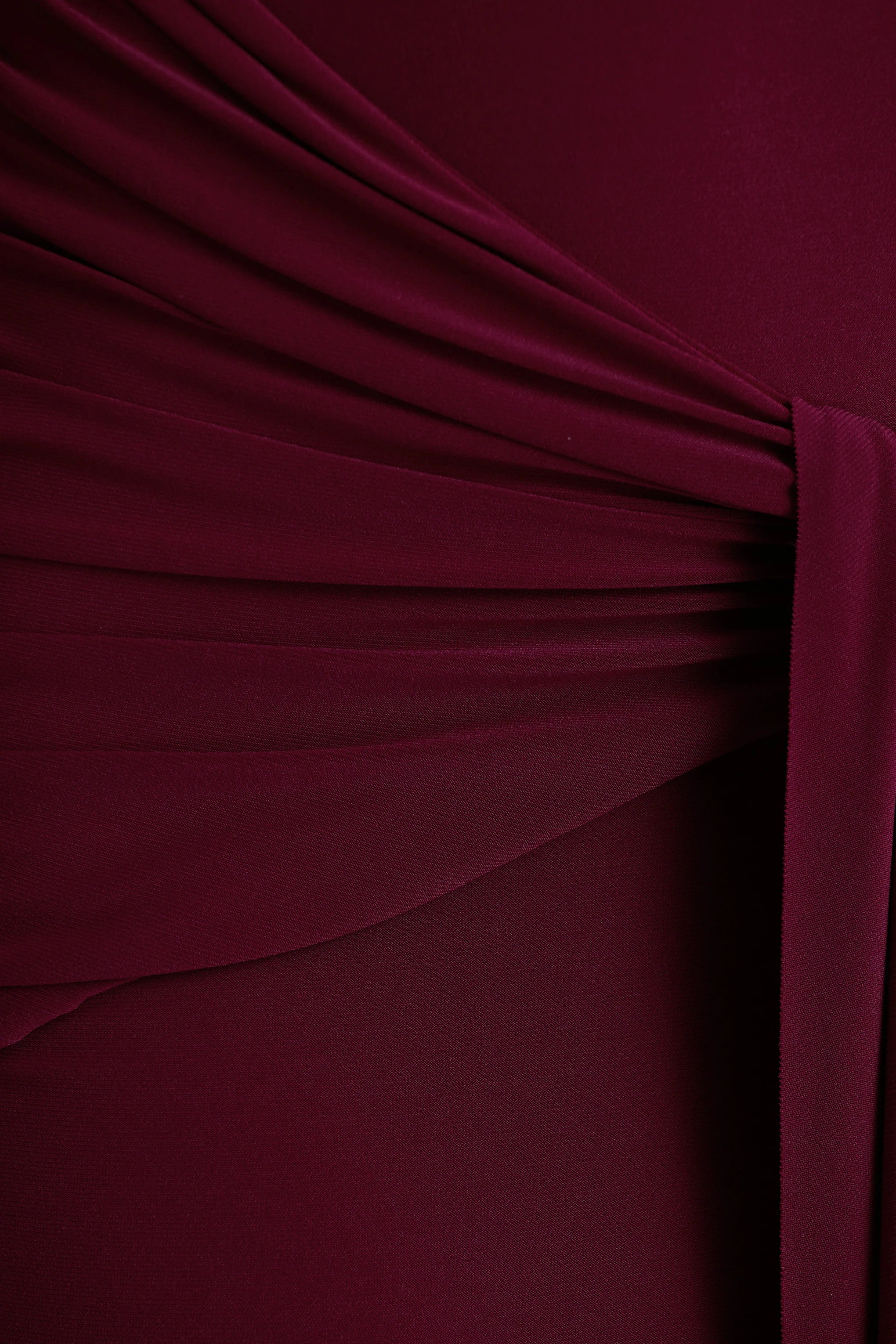 Pietra Berry High Neck Long Sleeve Knot Maxi Dress