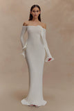 Sandrine Off Shoulder Knit Maxi Dress White