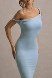 Lita Powder Blue Twisted Asymmetric Maxi Dress