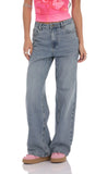 High Rise Wide Leg Jeans in Faded Denim
