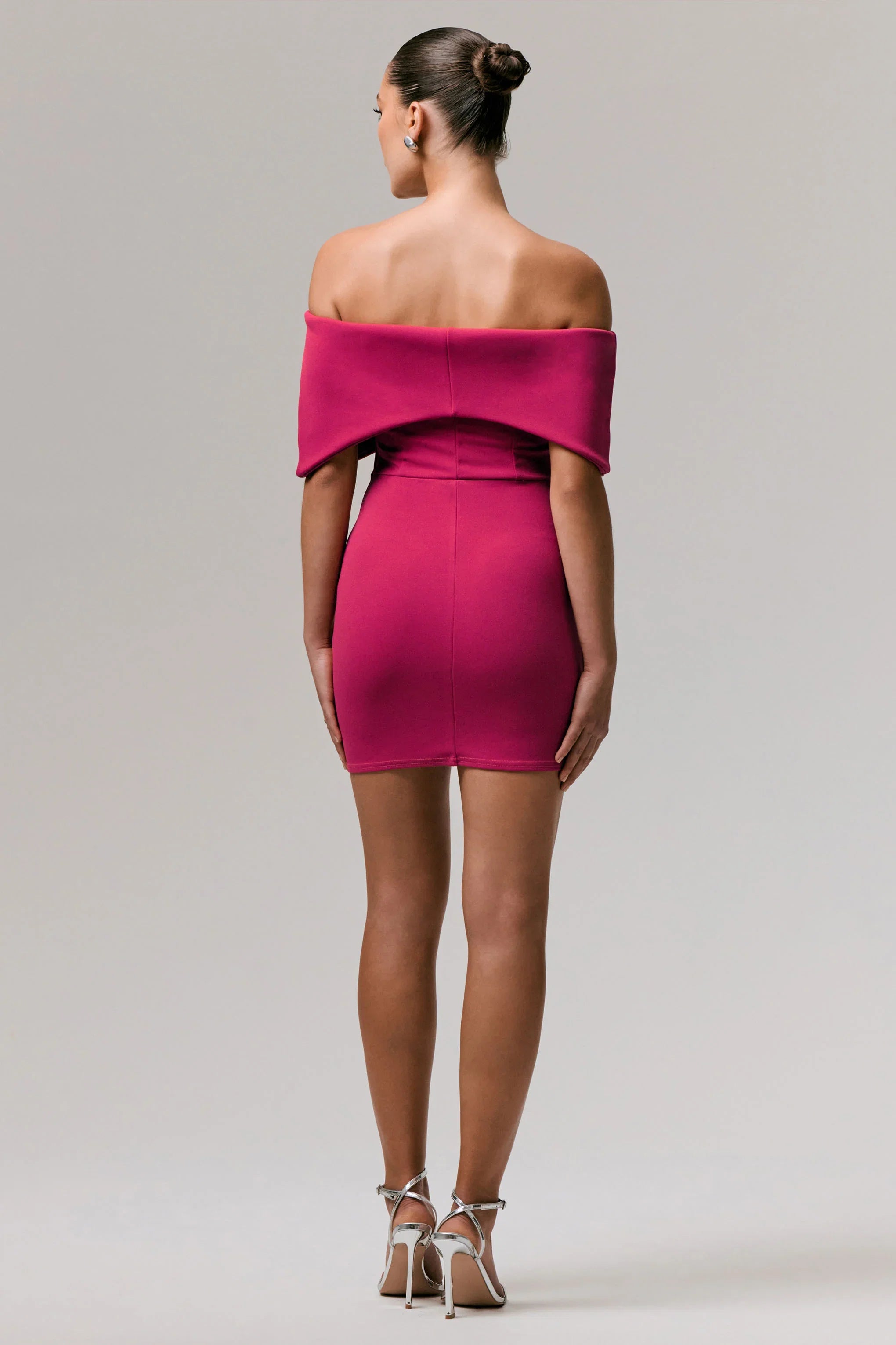 Sadie Hot Pink Bow Bardot Mini Dress