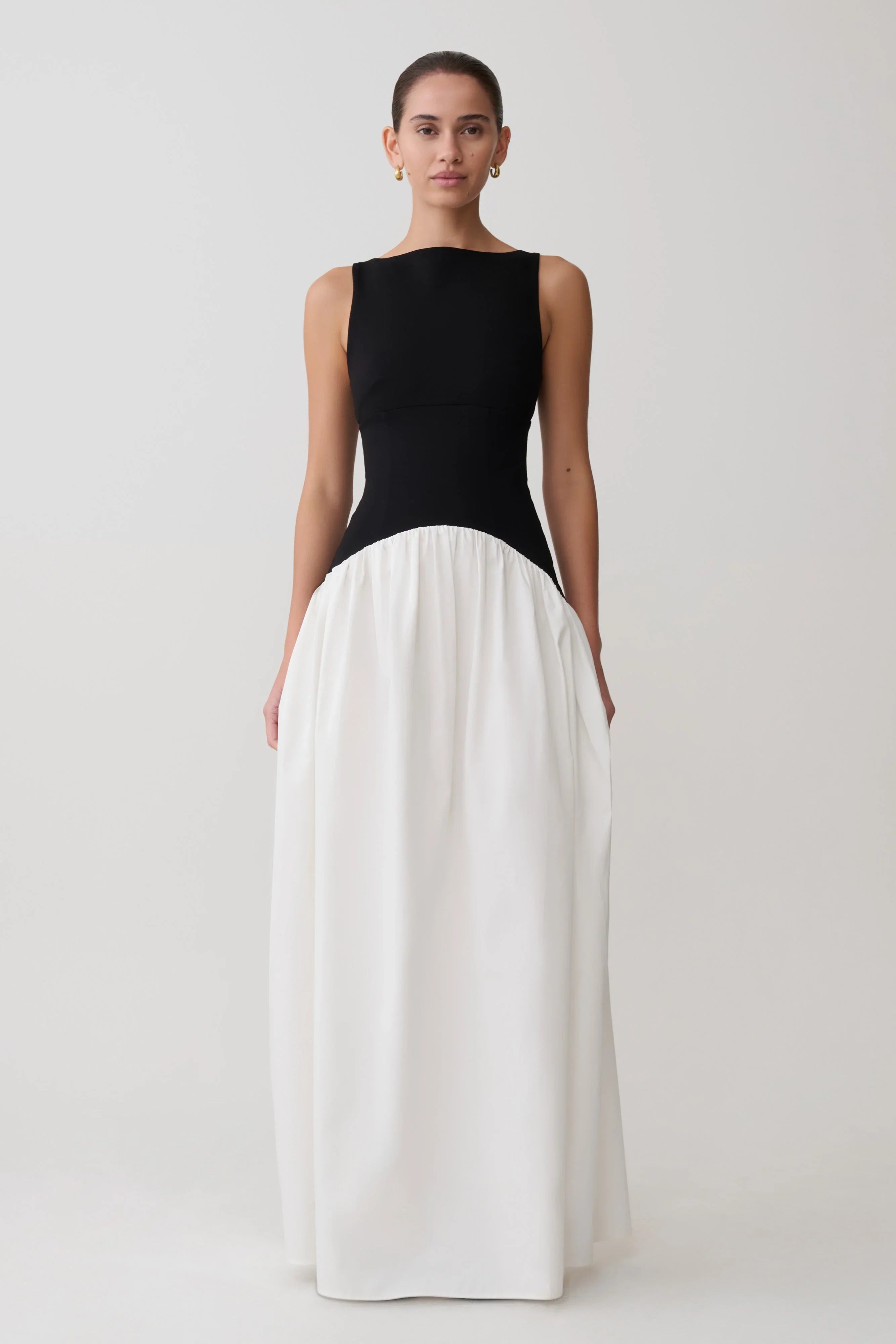 Acacia Contrast Sleeveless Maxi Dress Black White