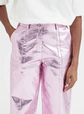 Pink Metallic Faux Leather Trouser