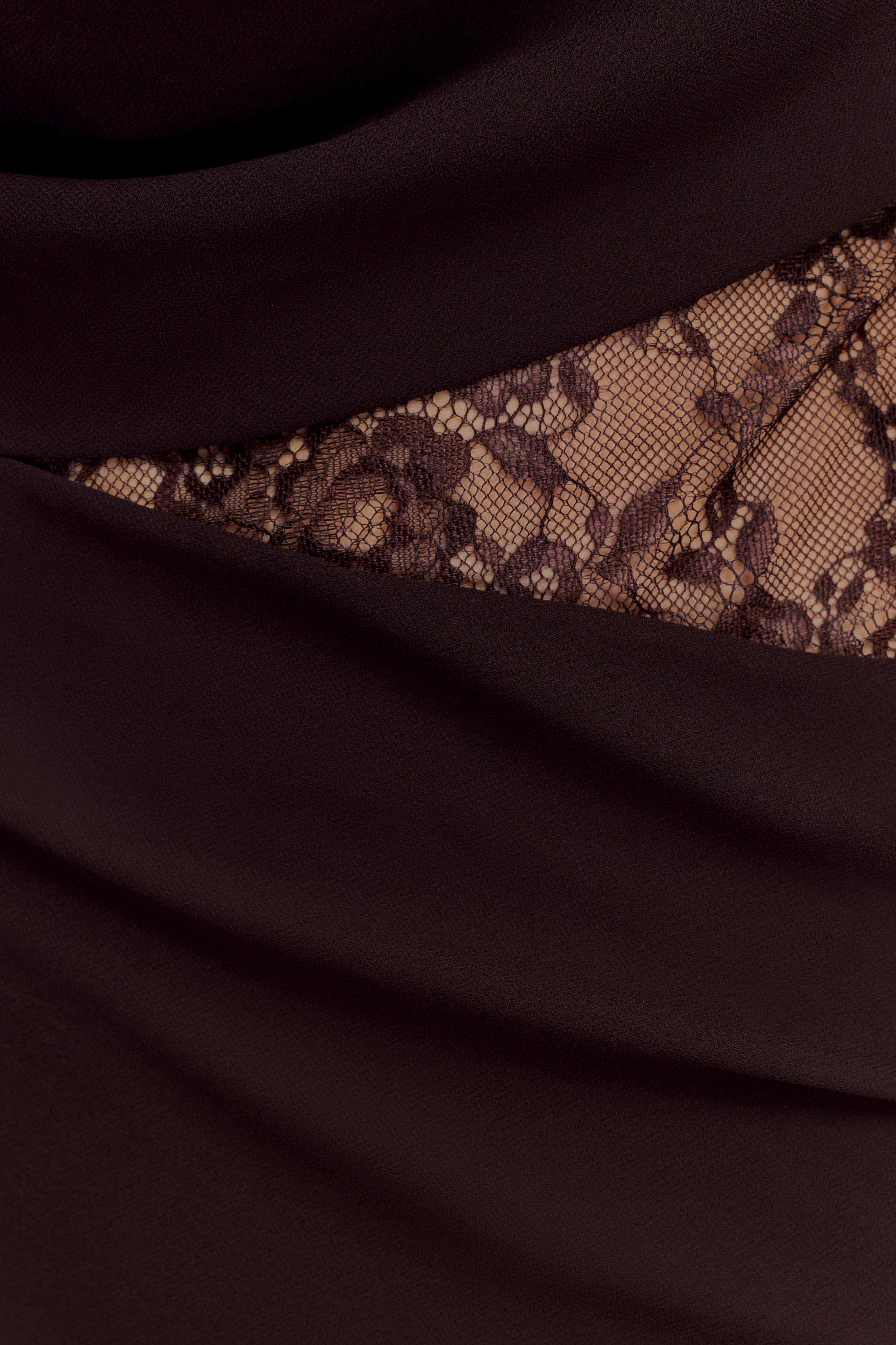 Arra Chiffon And Lace Halter Maxi Dress Cacao Brown