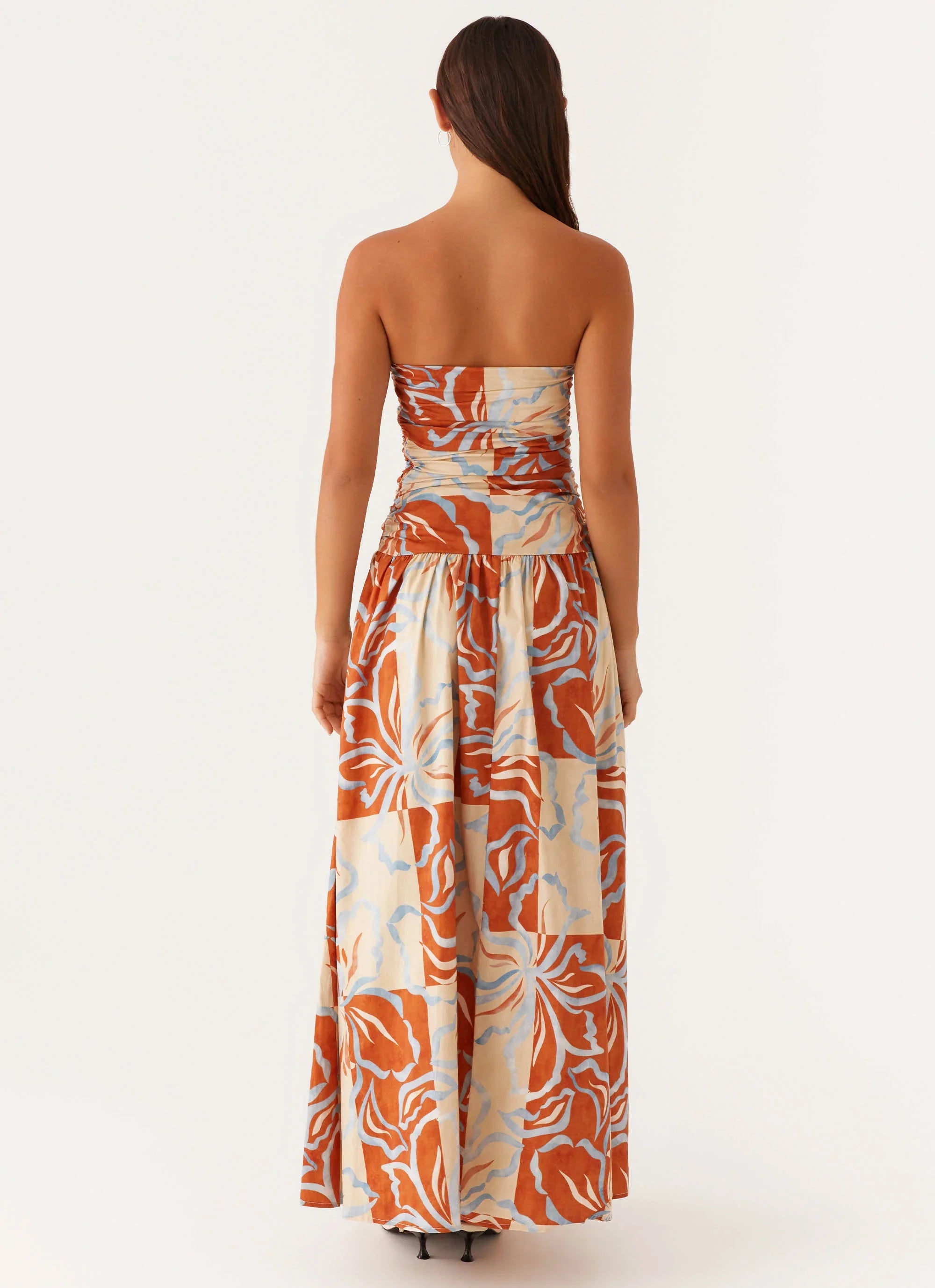 Carmel Maxi Dress Orange Blue Floral