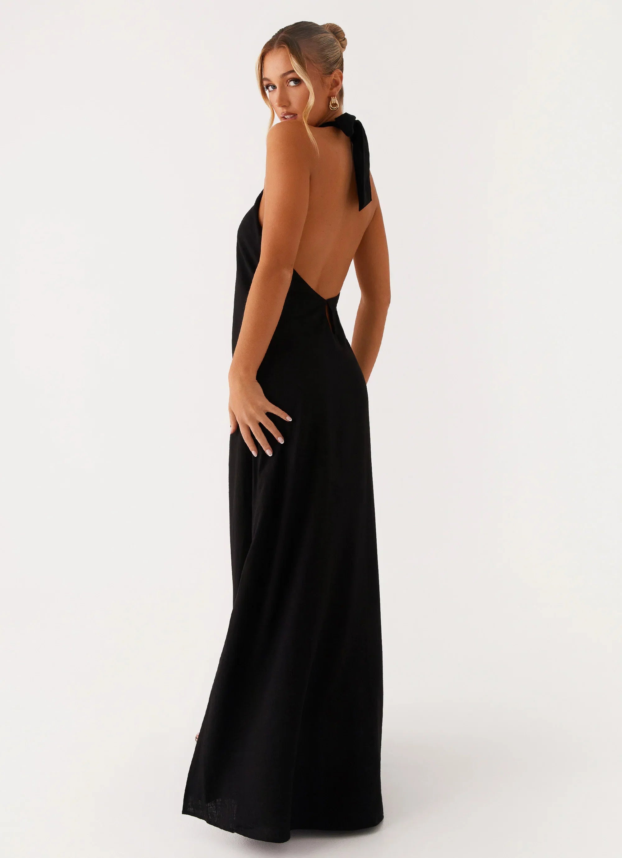 Golden Child Linen Maxi Dress Black
