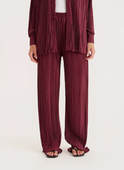 Burgundy Plisse Trouser