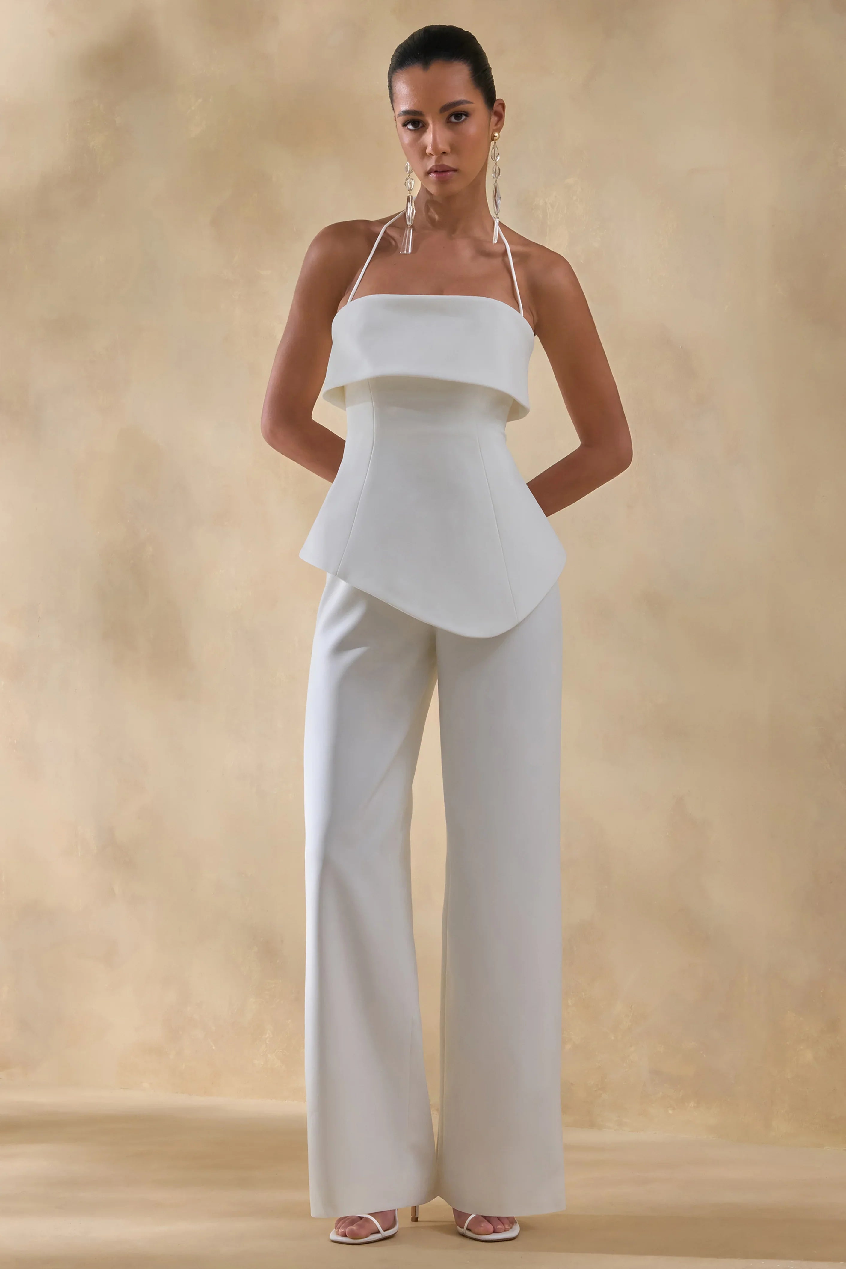 Zura White Square Neck Jumpsuit