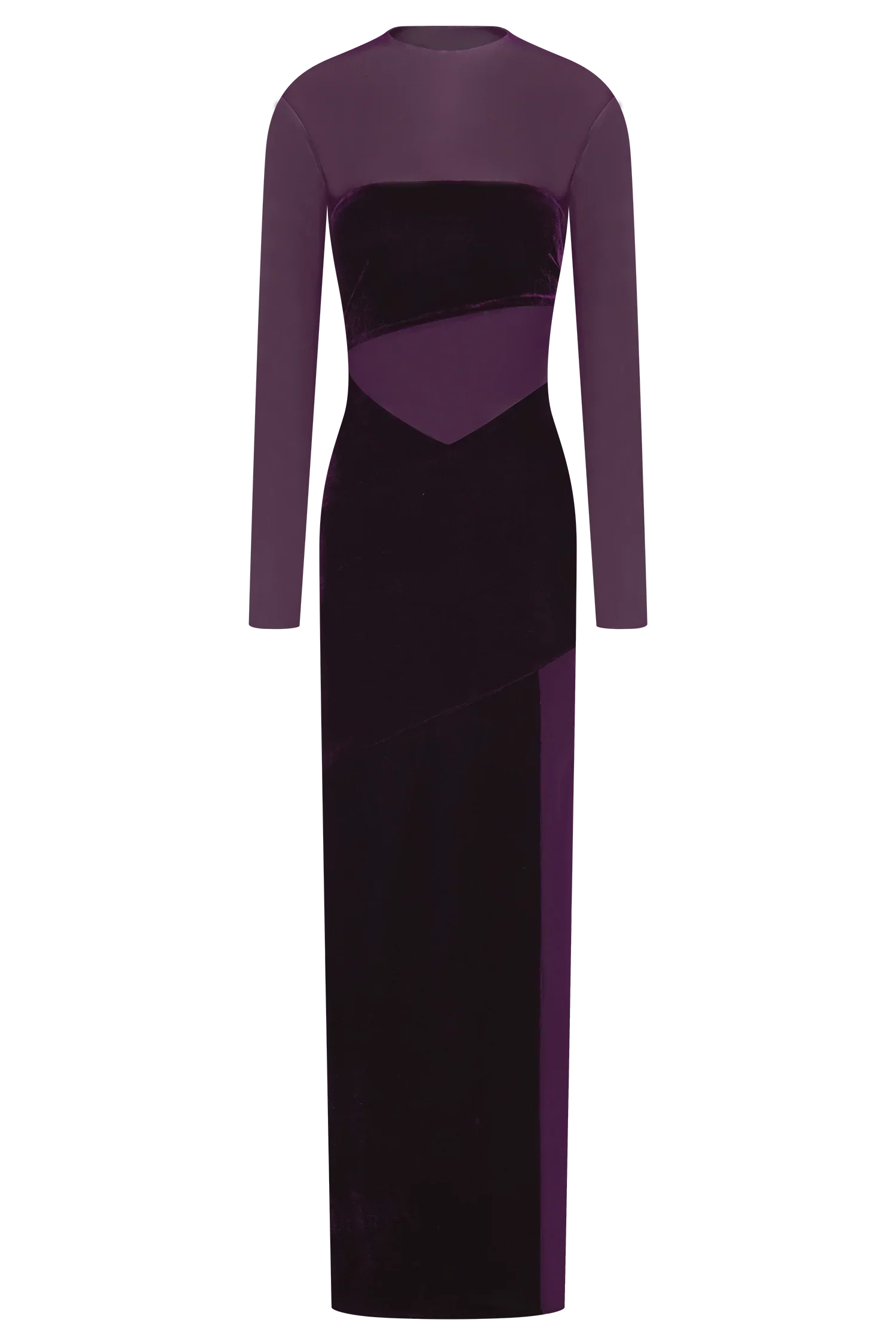 Davina Velvet And Mesh Maxi Dress Purple
