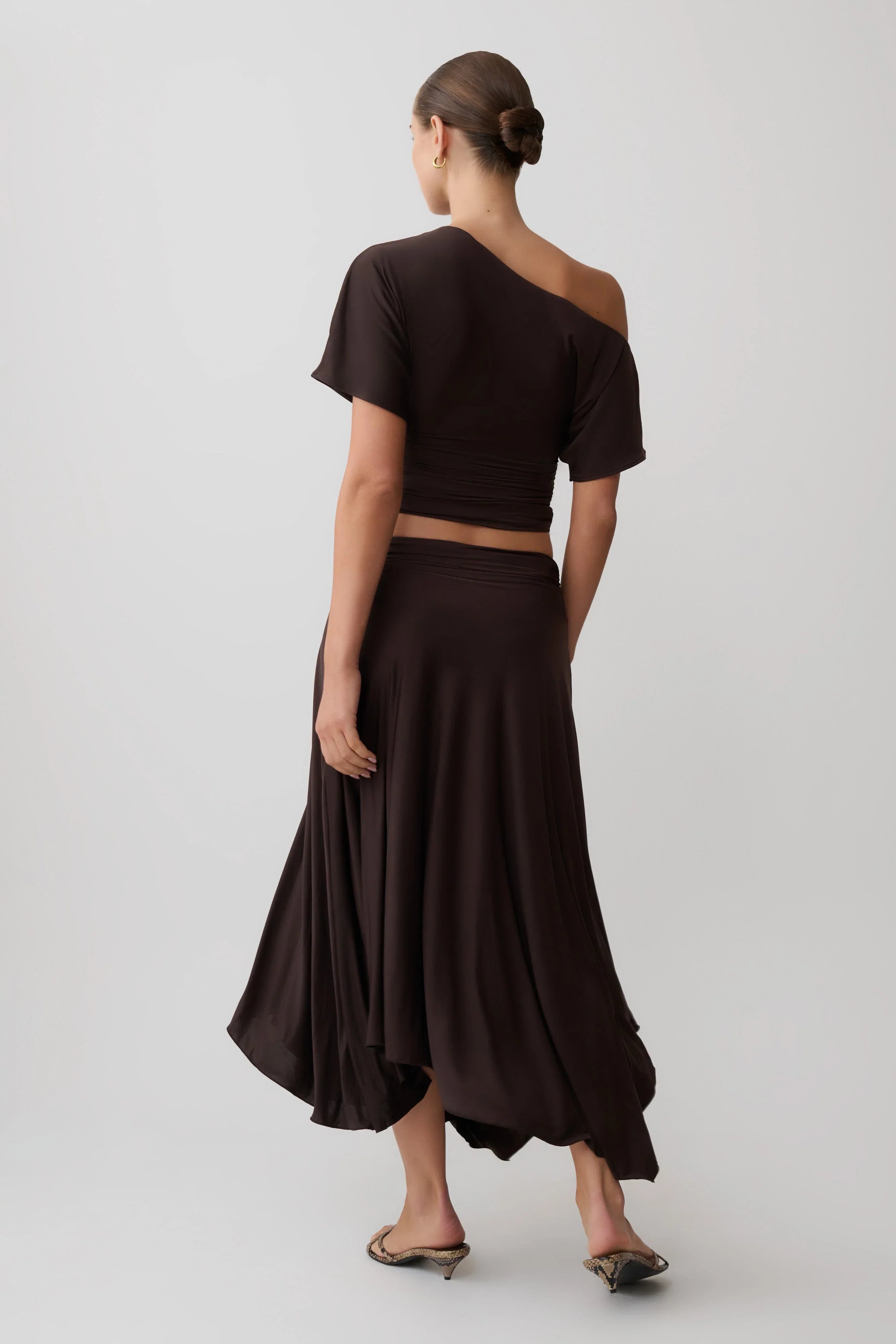 Luu Slinky Midi Skirt Dark Chocolate