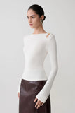 Ricky Knit Long Sleeve Longline Top Ivory