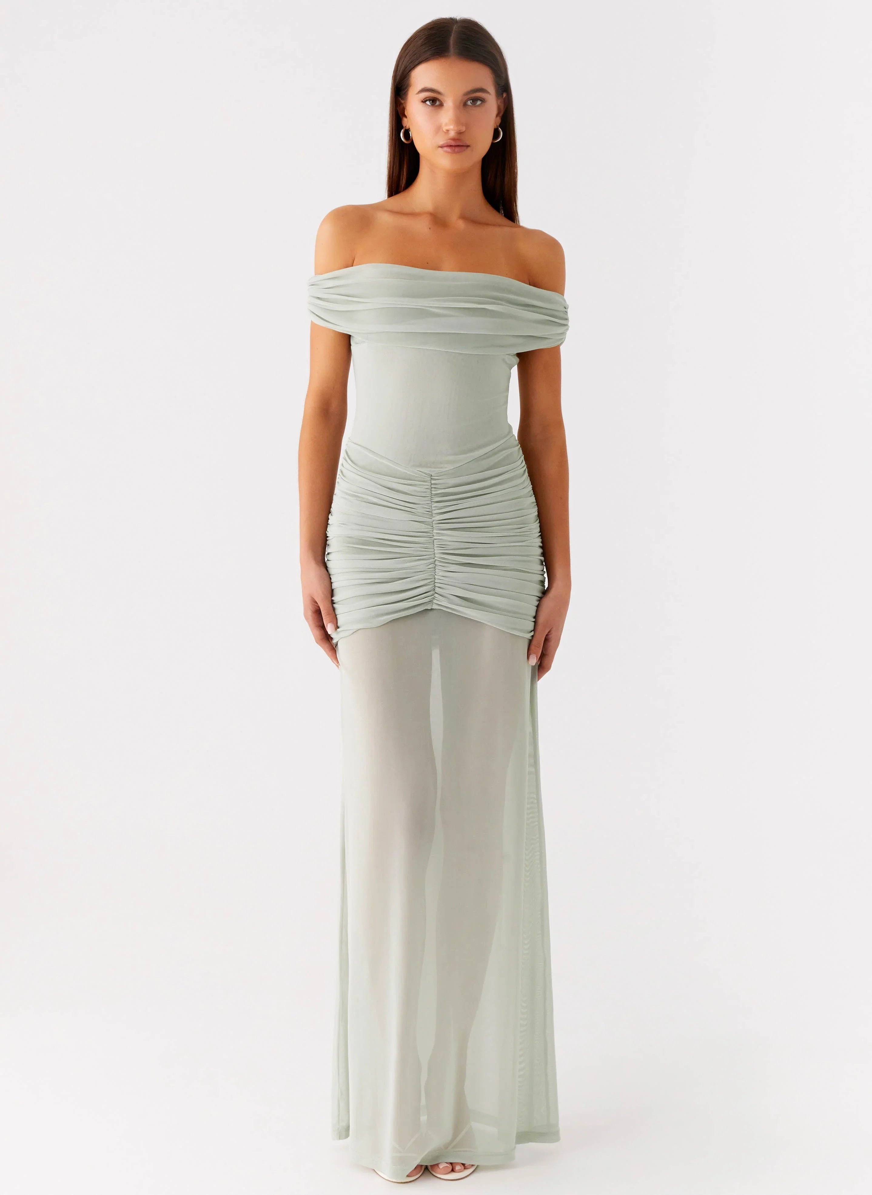 Eyllin Off Shoulder Maxi Dress Sage