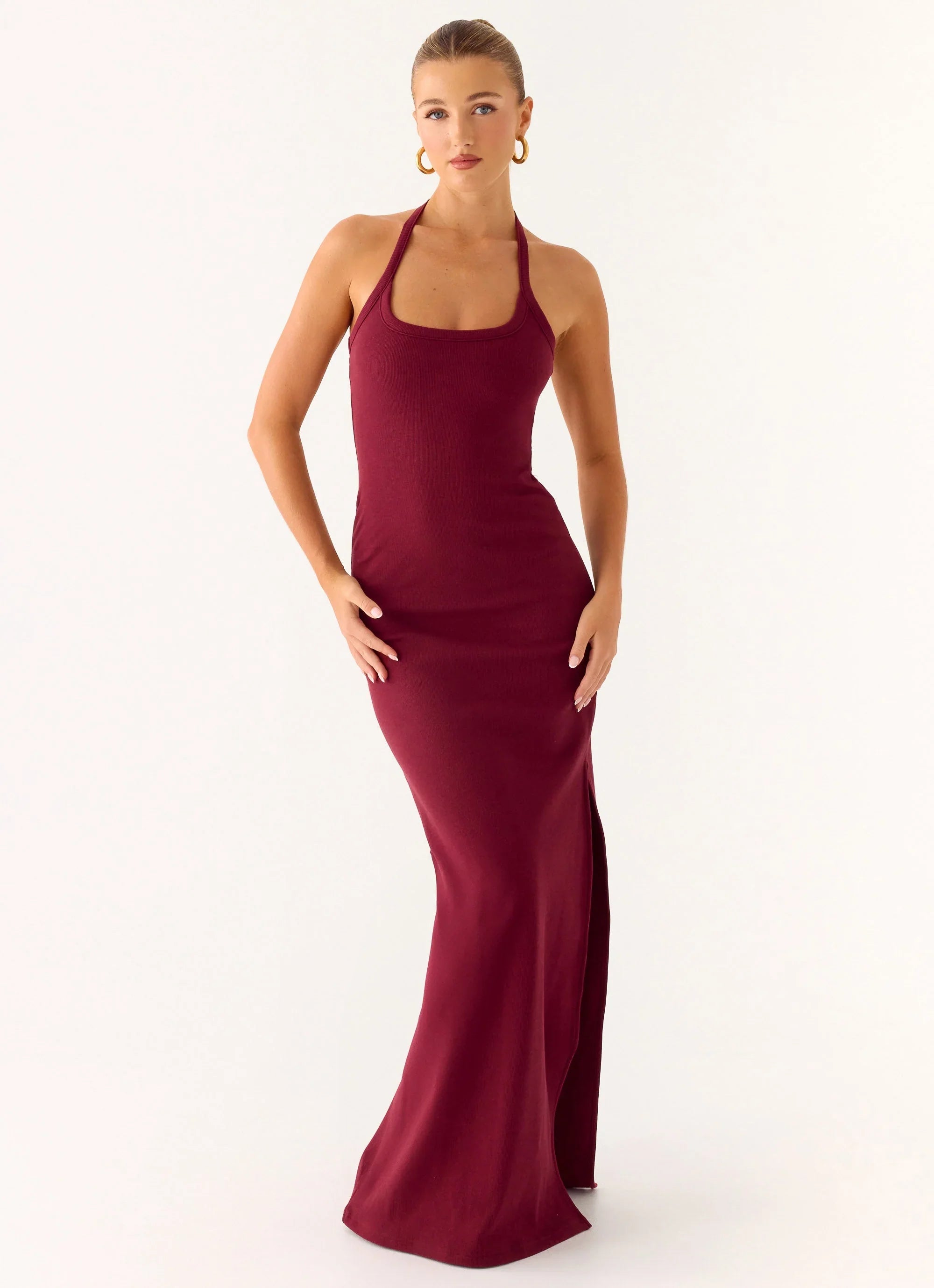 Kill This Love Ribbed Maxi Dress Dark Cherry